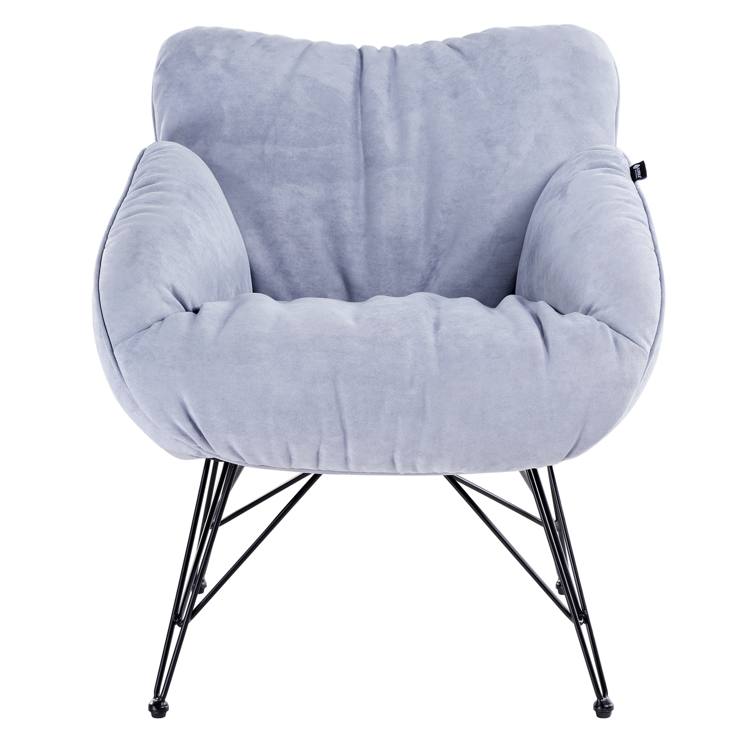 Marco Cozy Lounge Chair in Light Blue Terry Cloth With Black Metal Legs By Eureka Ergonomic.