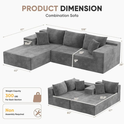 Sollievo L-Shape Chaise Cloud Sofa
