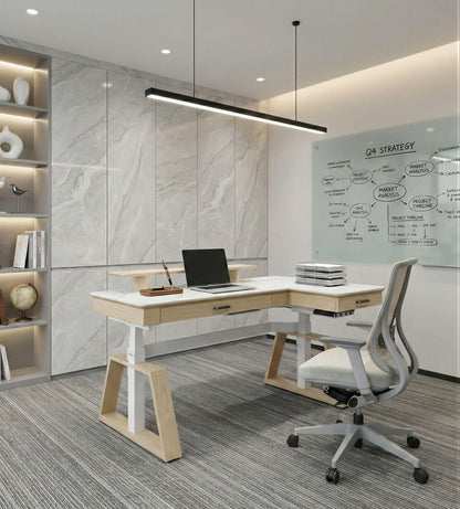 Sollievo Ark Pro L-Shaped Standing Desk (Sintered Stone, 63x23)