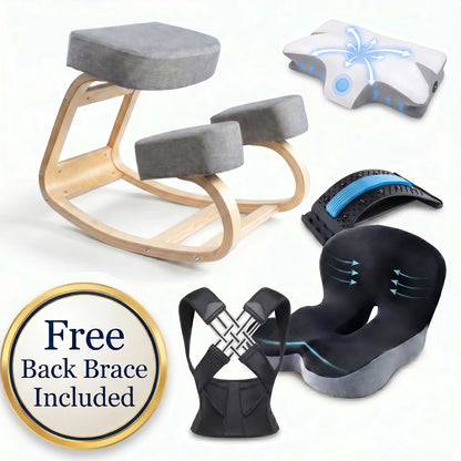 Sollievo Wooden Kneeling Chair Bundle – Ultimate (Grey)