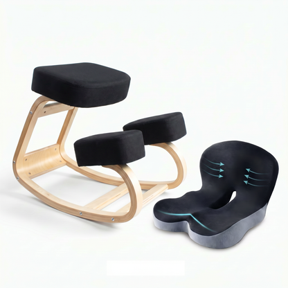 Sollievo Wooden Kneeling Chair Bundle – Essential (Black)