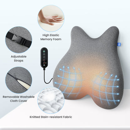 CiLi Lumbar Support & Massager CILI Heated Lumbar Support Pillow for Office Chair, Ergonomic Back Support Cushion with Vibration, Memory Foam Chair Back Massager CL-1307