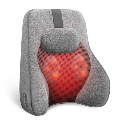 Comfier Comfier Back Lumbar Support Pillow, with 4 Shiatsu Massage Heads & Heating Function, Memory Foam for Office Chair Car Gaming Chair CF-1503S