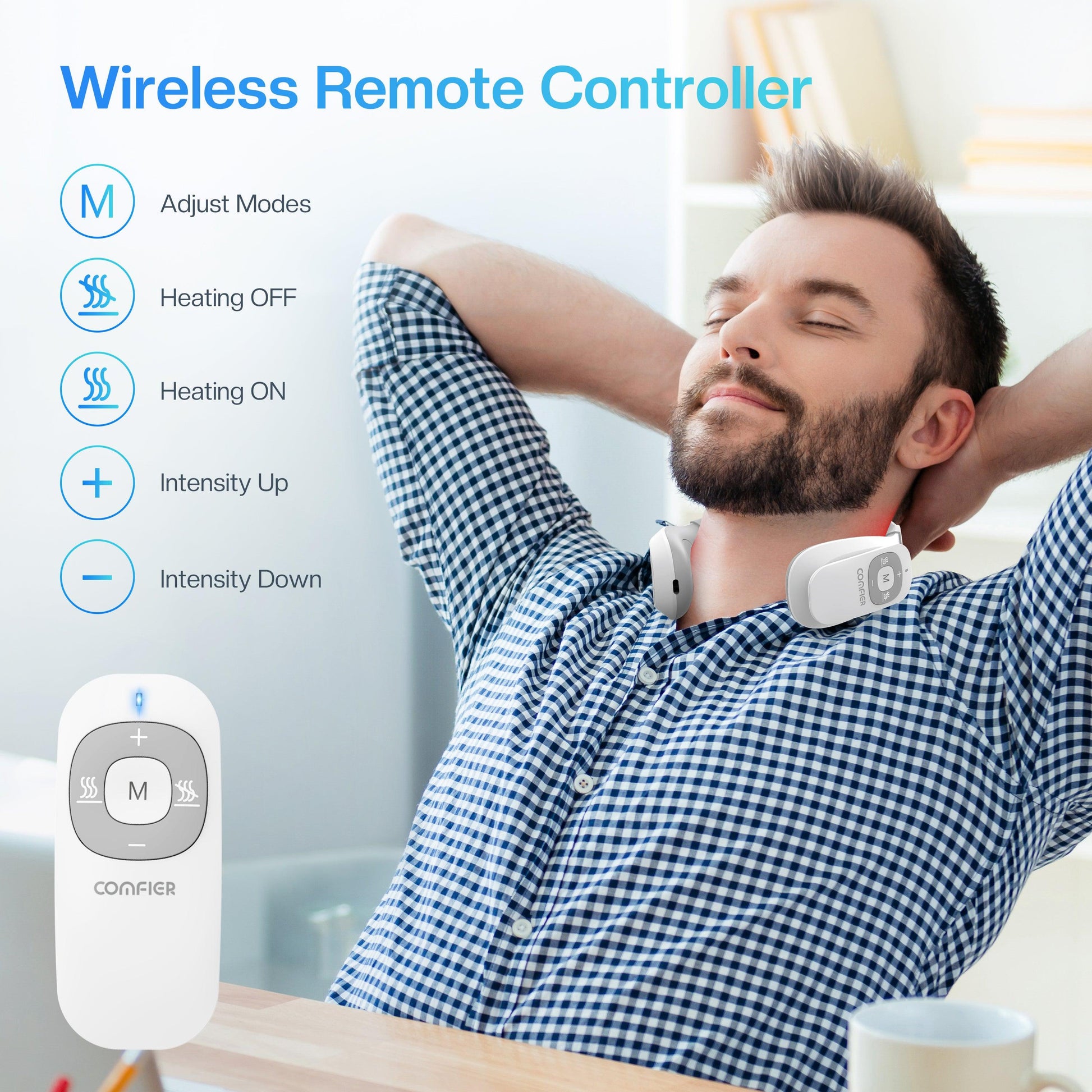Comfier Comfier Portable Intelligent Electric Pulse Neck Massager with Heat for Pain Relief CF-6322