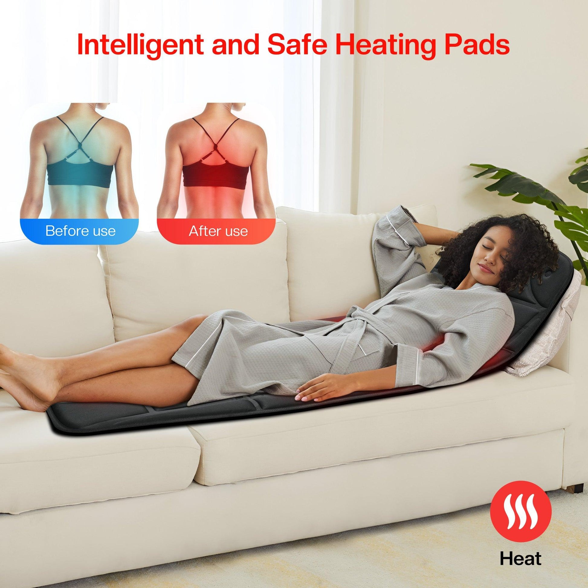 Comfier Full Body Massager CILI Full Body Massage Mat 10 Vibration Massage Motors with Heating for Back, Shoulder, Leg, Gifts for Men Women, Mom Dad, Black CL-3701