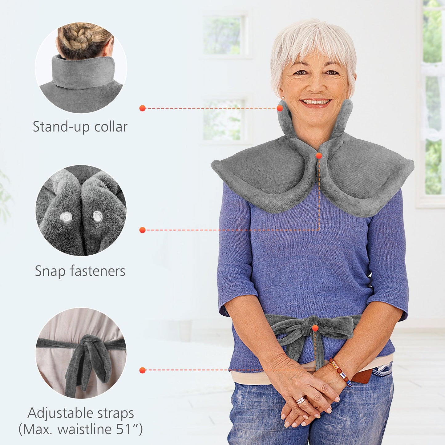 Comfier Heating Pad Comfier Heating Pad for Back Pain Relief, FSA HSA Eligible, Fast Heating Pad for Neck and Shoulders, Electric Heated Wrap, 3 Heat Levels & 90-Mins Auto Shut Off CF-H1822D