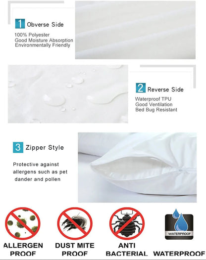 Sollievo Zippered Waterproof Pillow Protector