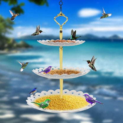 Sollievo 3-Tier Hanging Bird Feeder & Bird Bath Combo