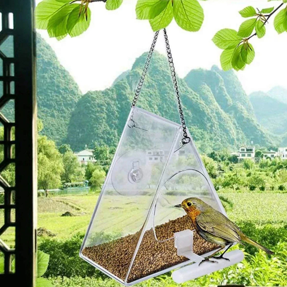 Sollievo Clear Acrylic Hanging Bird Feeder