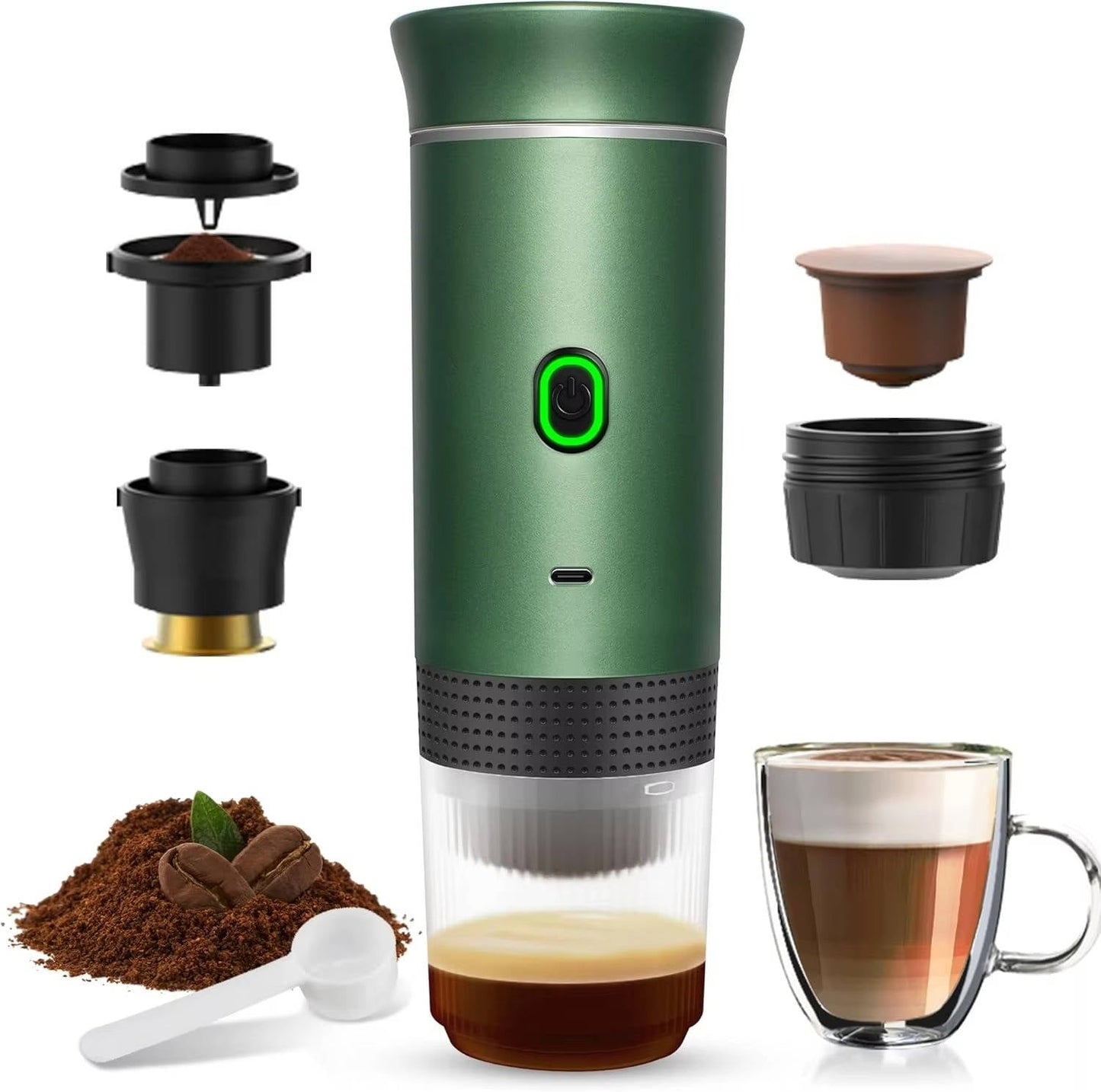 Sollievo Portable Espresso Maker for Ground Coffee, Pods & Capsules