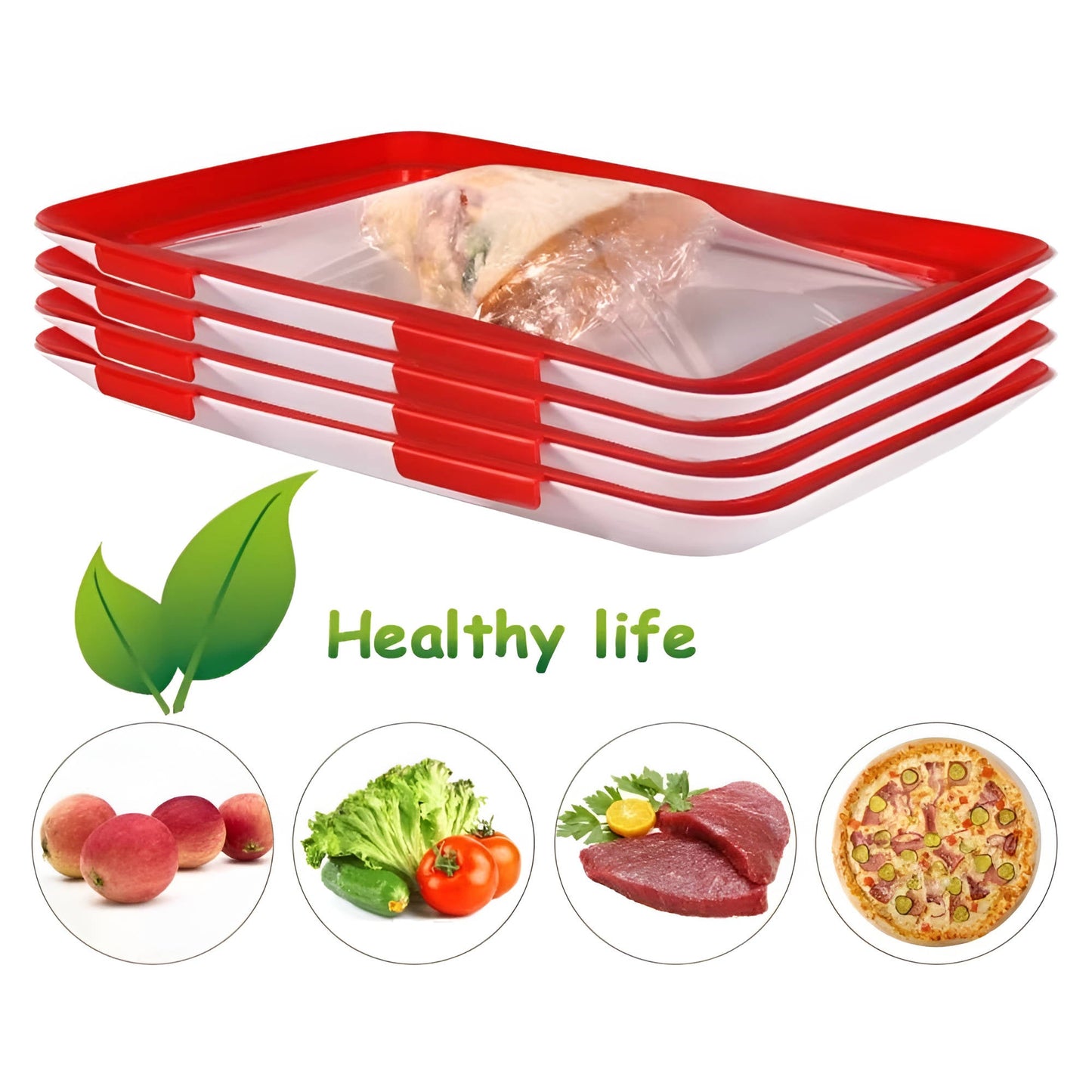 Sollievo Adjustable Food Preservation Tray with Airtight Stretch Lid