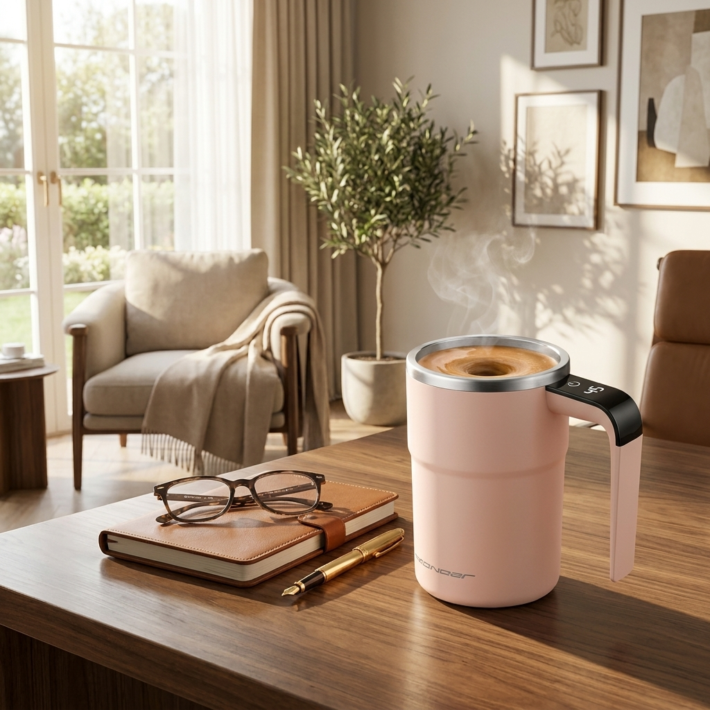 Rechargeable Mug with Built-in Stirring - lifestyle