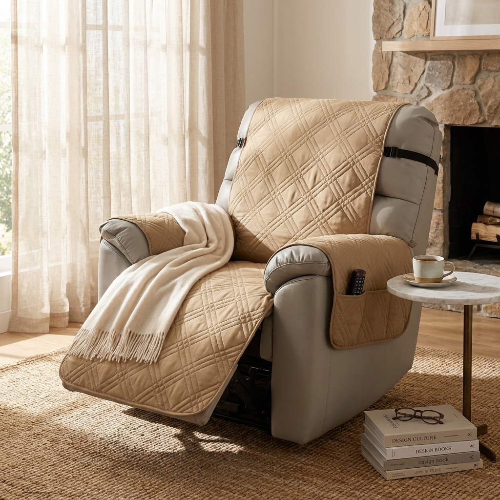 Waterproof Quilted Recliner Arm Chair Slip Cover - lifestyle