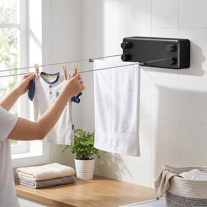 Space-Saving Retractable Clothesline lifestyle
