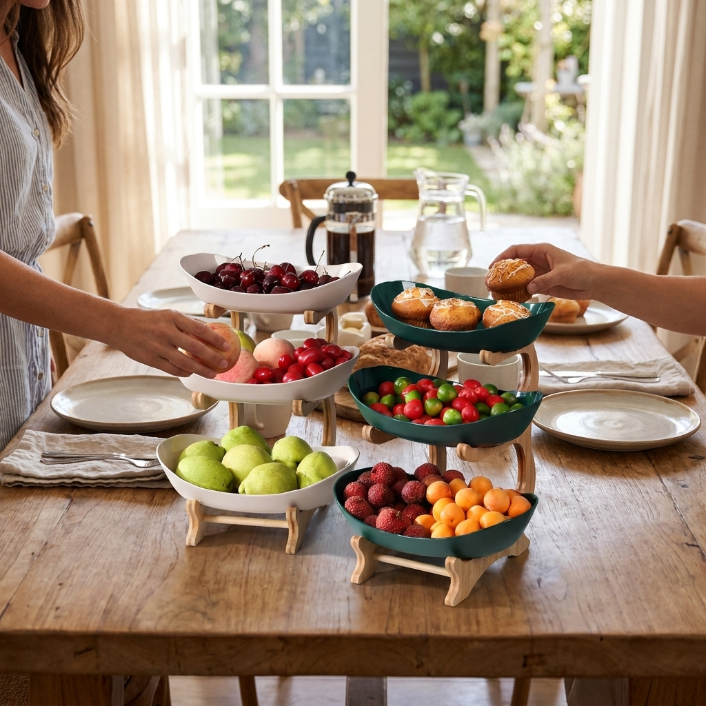 Sollievo Multi-Tiered Wooden Fruit Bowl lifestyle