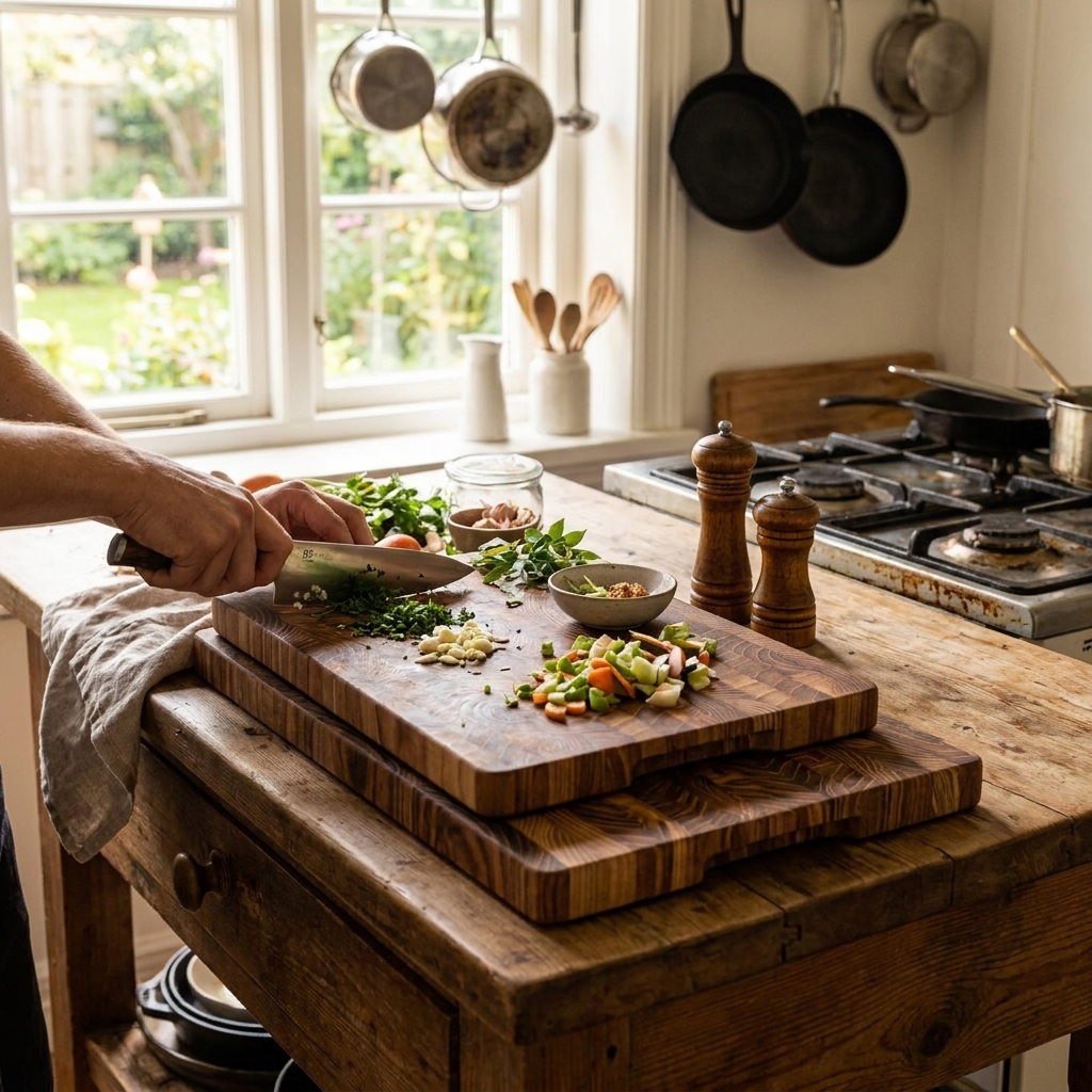 End Grain Wood Cutting Board lifestyle