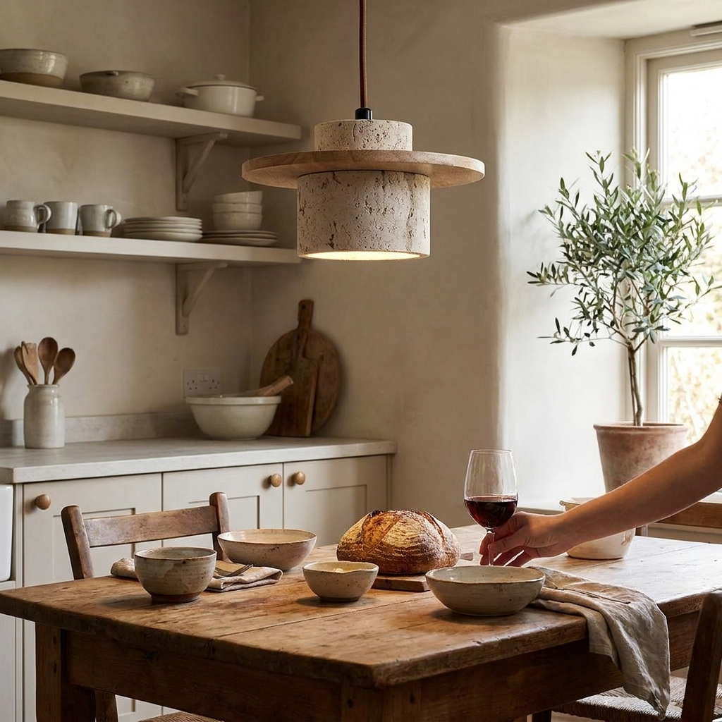 Travertine Stone Pendant Light lifestyle