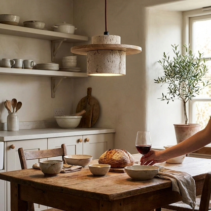 Travertine Stone Pendant Light lifestyle