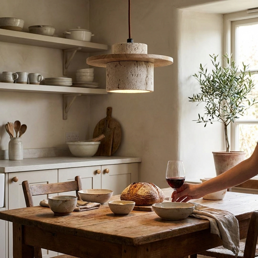 Travertine Stone Pendant Light lifestyle