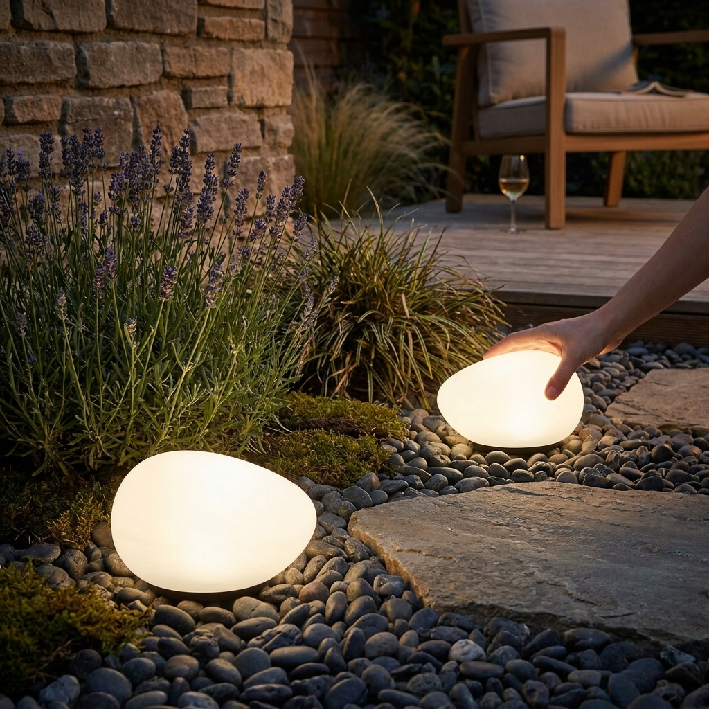 Sollievo Solar Pebble LED Landscape Light lifestyle