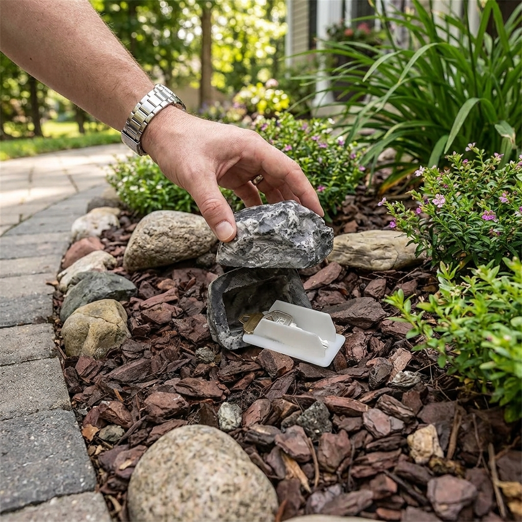 Sollievo Hidden Stone Key Lock Box lifestyle
