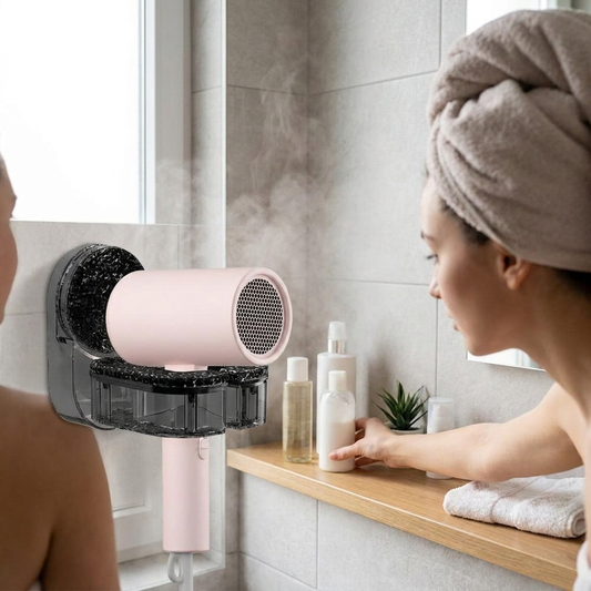 Sollievo Suction Cup Hair Dryer Holder lifestyle