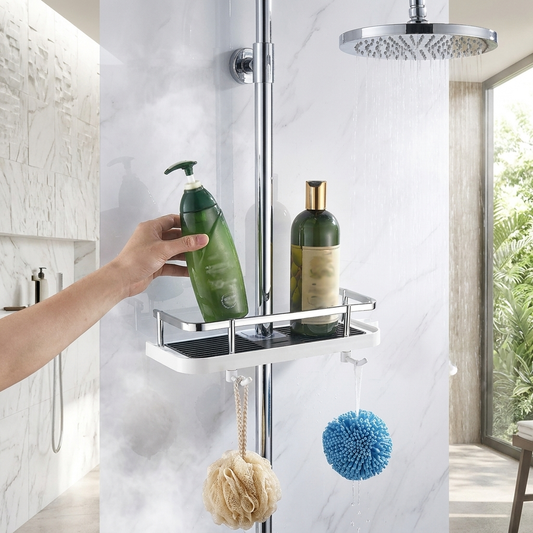 Sollievo Space-Saving Corner Shower Caddy lifestyle