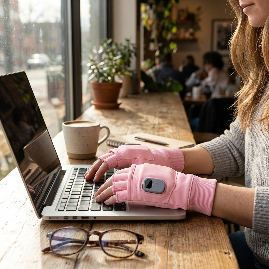 Sollievo Rechargeable Heated Fingerless Gloves lifestyle