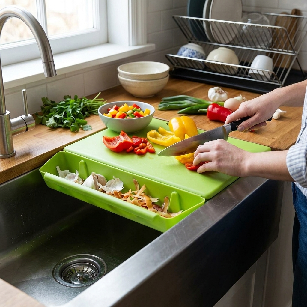 Sollievo 2-in-1 Cutting Board with Scrap Tray lifestyle