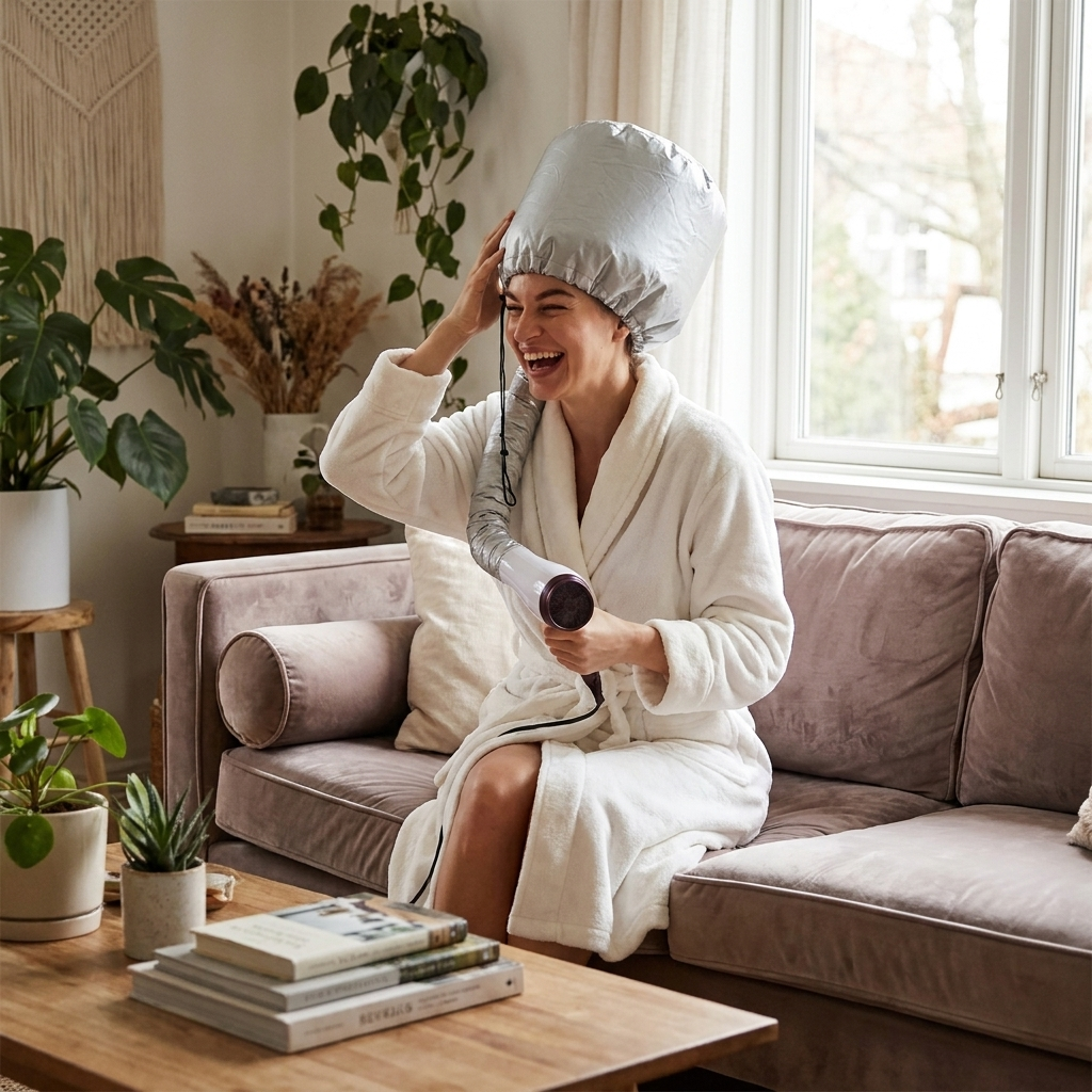 Sollievo Portable Hair Bonnet Dryer Cap lifestyle