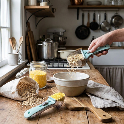 Sollievo Adjustable Measuring Cup and Spoon Set lifestyle
