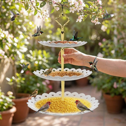 Sollievo 3-Tier Hanging Bird Feeder & Bird Bath Combo