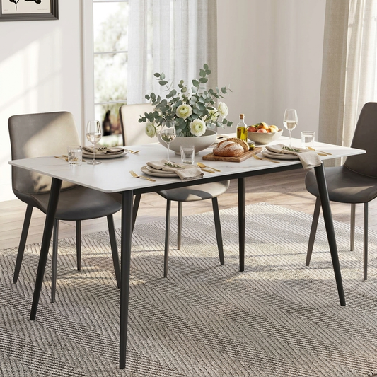 Sollievo Liam 55.91 Inch Dining Table with Sintered Stone Top, White