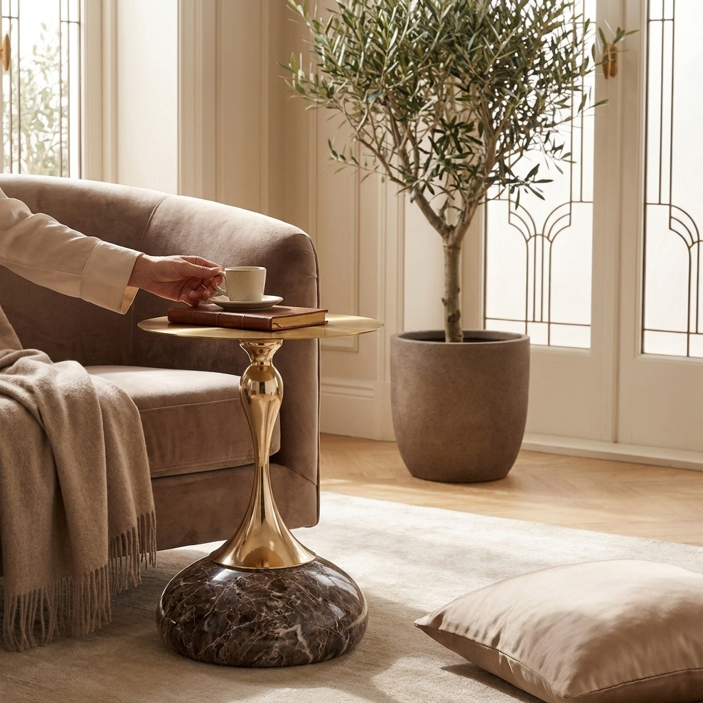 Sollievo 15" Round Metal Top Side Table