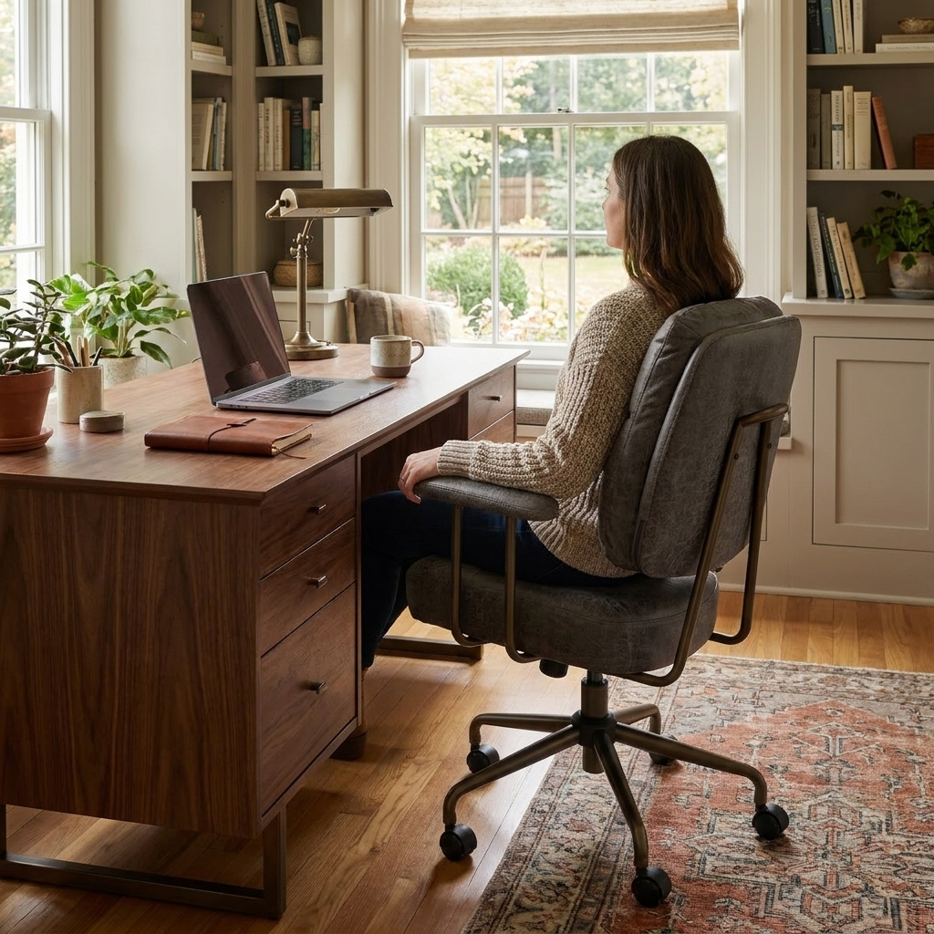 Sollievo Becky Vintage-Inspired Home Office Chair