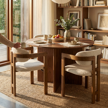 Sollievo Elle Boucle Dining Chairs, Set of 2 (Walnut/Black)