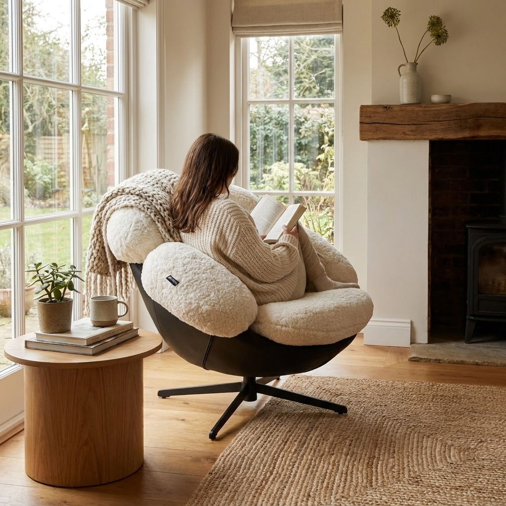 Sollievo Cara Swivel Lounge Chair, White