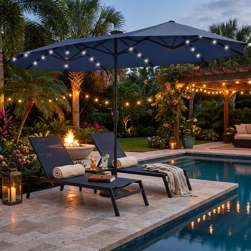 13ft Solar LED Patio Umbrella