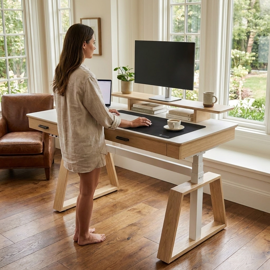 Ark Pro L-Shaped Standing Desk (Sintered Stone, 63x23)