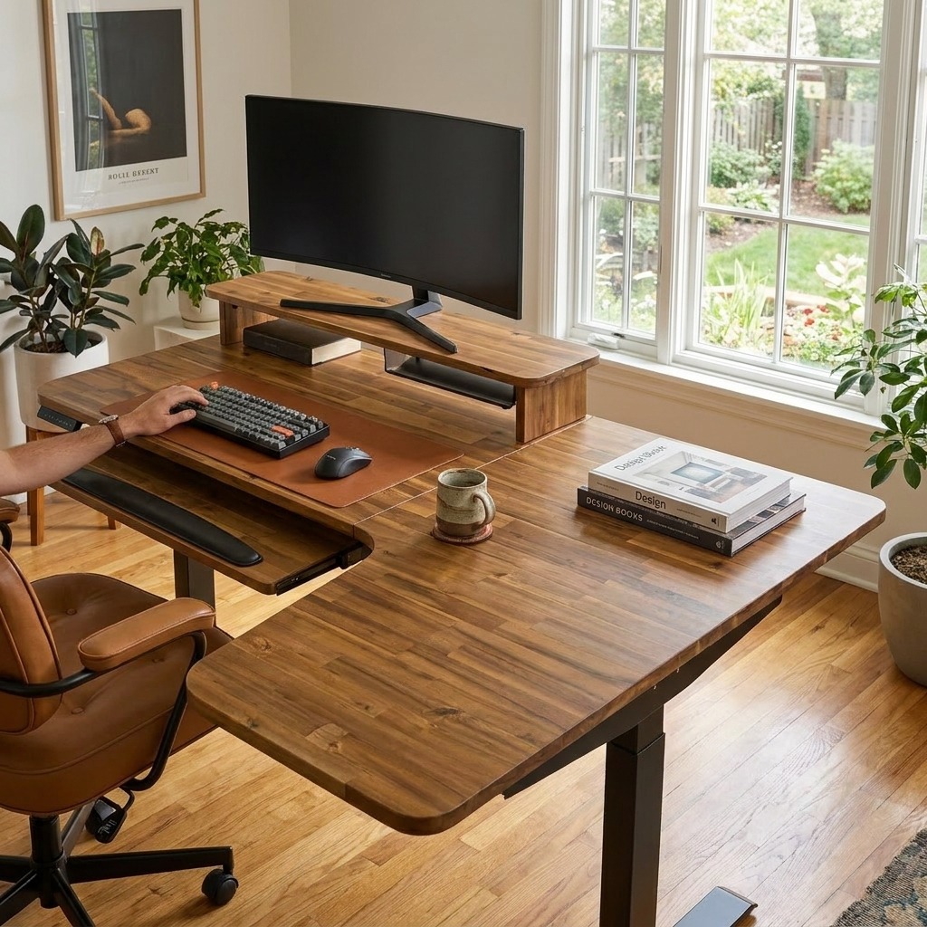 L-Shaped Standing Desk with Accessories Set (60x23)