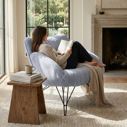 Marco, Soft Padded Cozy Lounge Chair, Blue