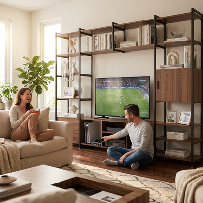 Sonoma Modern TV Stand with Storage Cabinet & Book Shelves