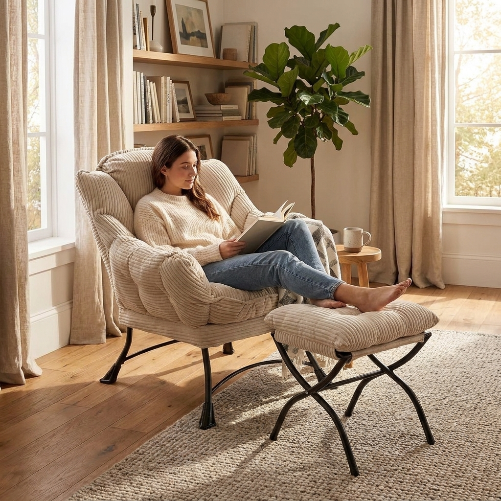 Folding Lounge Chair with Ottoman
