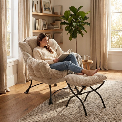 Folding Lounge Chair with Ottoman