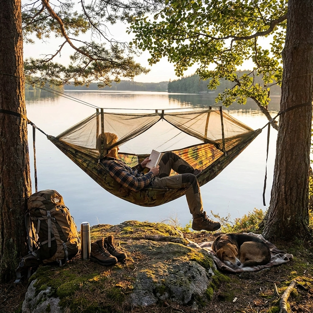 Rugged Camping Hammock with Mosquito Net