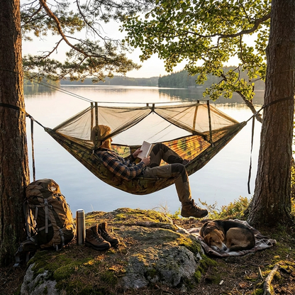 Rugged Camping Hammock with Mosquito Net