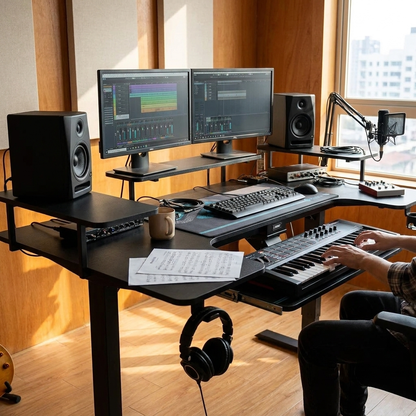 U-Shaped Standing Desk with Accessories Set (74x23)