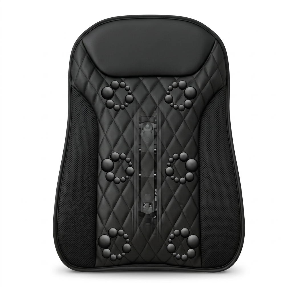 Ultra-Slim Chair-Mount Back Massage Cushion with Heat - white background