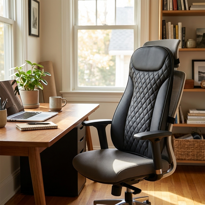 Ultra-Slim Chair-Mount Back Massage Cushion with Heat - mounted on office chair