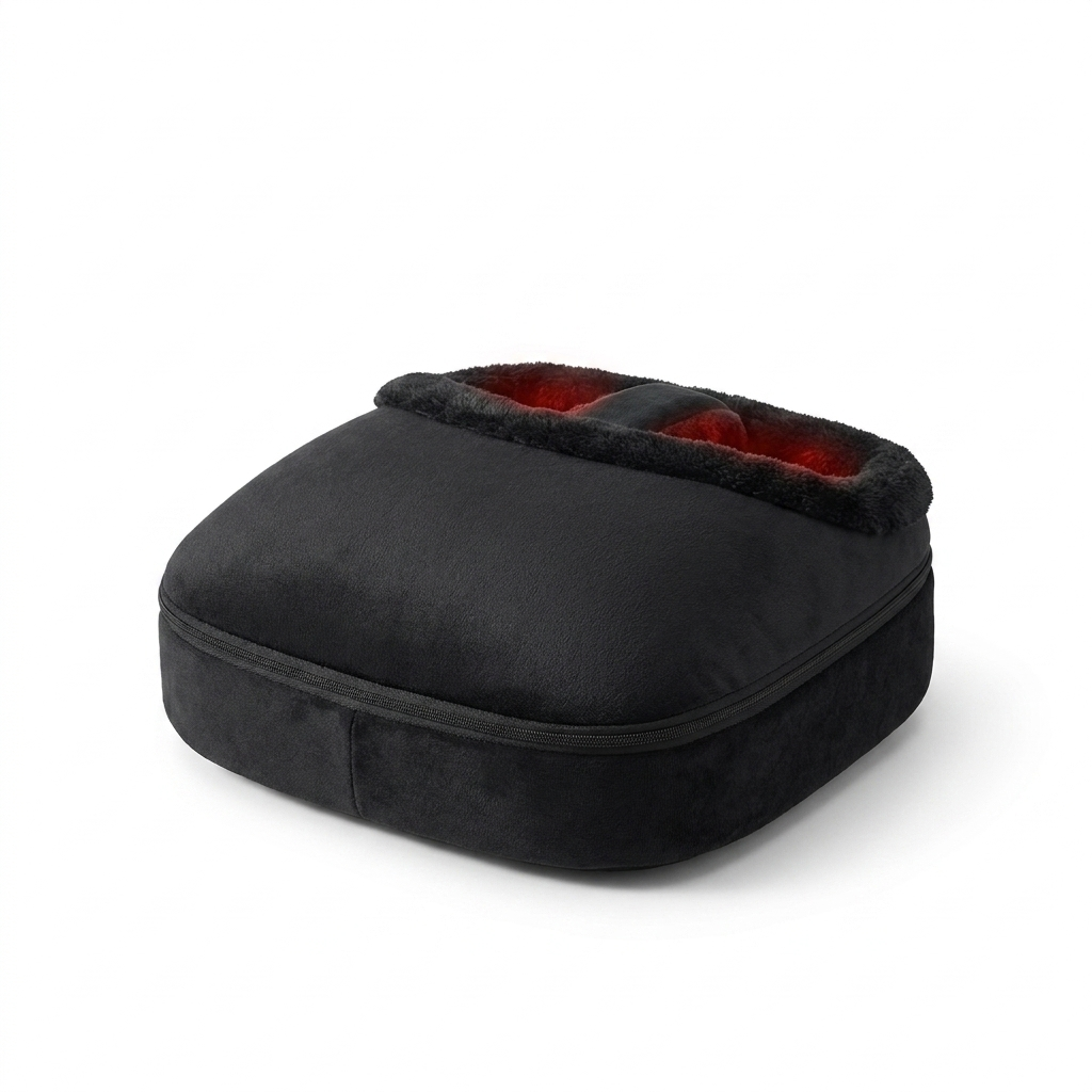 Plush Shiatsu Foot Warmer with Heat and Kneading Rollers - white background